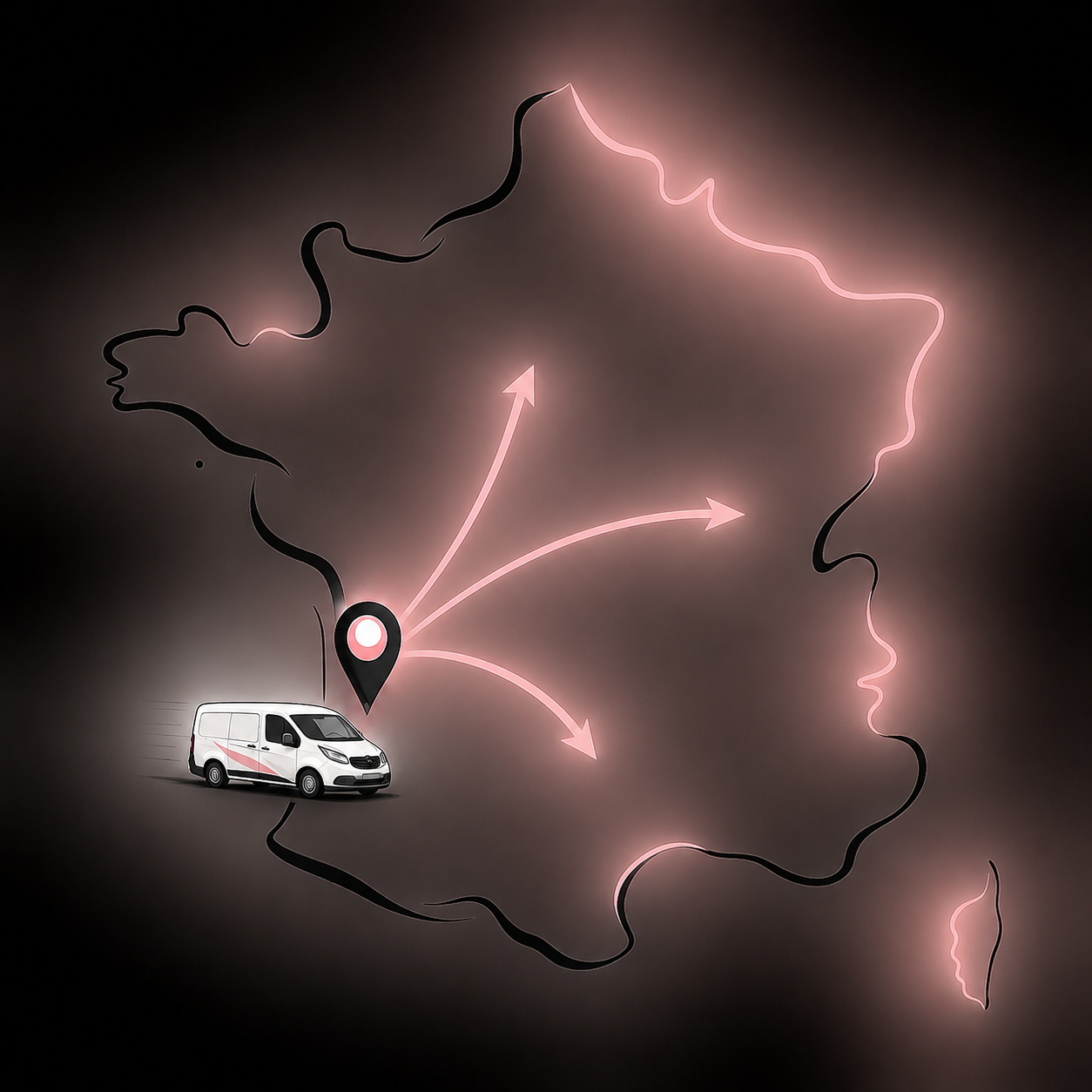 Carte de la distribution nationale Les Girl'z — livraison express de colis et marchandises en France depuis Bordeaux